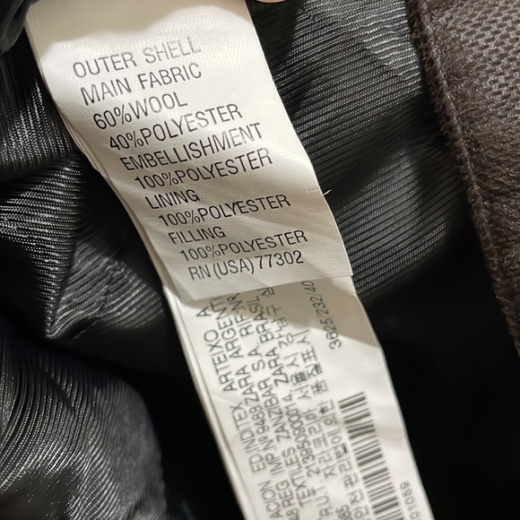 Zara short wool blend brown jacket (sz XL) - Picture 11 of 12